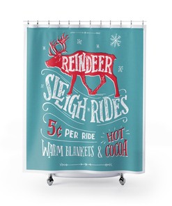 Reindeer Christmas Holiday Shower Curtain - Festive Decor for Your Bathroom