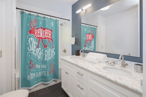 Reindeer Christmas Holiday Shower Curtain - Festive Decor for Your Bathroom - Image 2