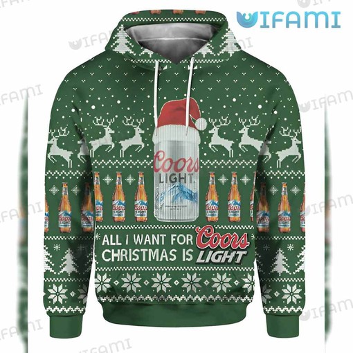 Reindeer Snowflakes Coors Banquet All Over Print 3D Hoodie for Beer Lovers