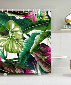 Relax and Unwind with Botanical Banana Leaves Shower Curtain, Tropical and Relaxing Bathroom Decor