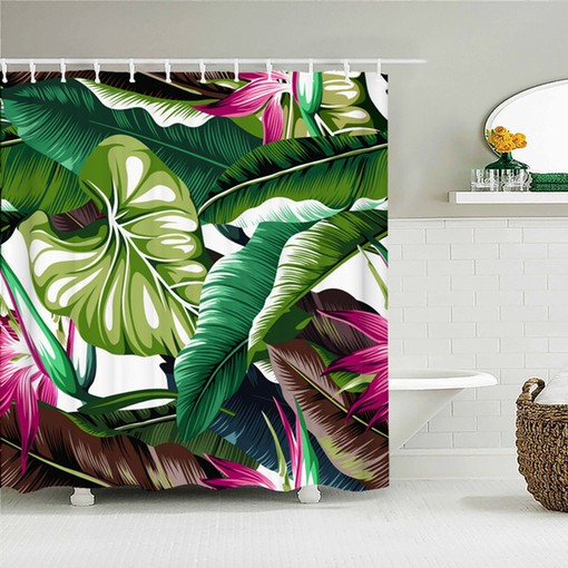 Relax and Unwind with Botanical Banana Leaves Shower Curtain, Tropical and Relaxing Bathroom Decor