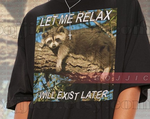 Relaxing Opossum Let Me Exist Later Movie Shirts - Trending Meme T-shirts with Quotes, Trash Eating Possum Tees - Image 2