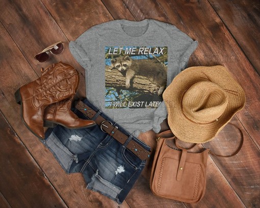Relaxing Opossum Let Me Exist Later Movie Shirts - Trending Meme T-shirts with Quotes, Trash Eating Possum Tees - Image 3