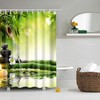 Relaxing Zen Candle Shower Curtain | Mindfulness Stones Bamboo Fabric | Bathroom Decor