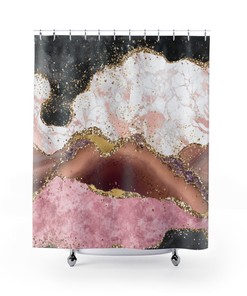 Restroom Shower Curtain Set with Bath Accessories Included