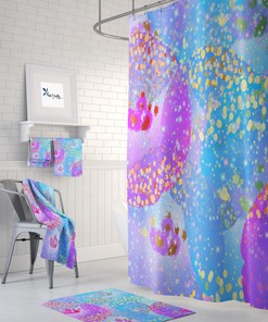 Restroom Shower Curtains Boho Chic Pastel Abstract Confetti Rain Shower Curtain