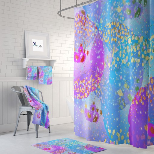 Restroom Shower Curtains Boho Chic Pastel Abstract Confetti Rain Shower Curtain