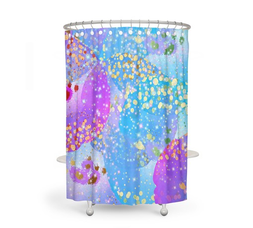 Restroom Shower Curtains Boho Chic Pastel Abstract Confetti Rain Shower Curtain - Image 2