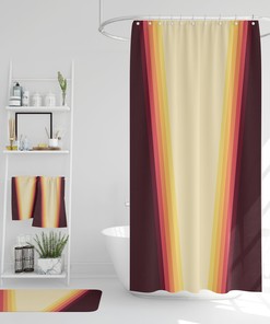 Retro 70s Bath Accessory Set, Retro Shower Curtain and Towels, Vintage Bathroom Decor