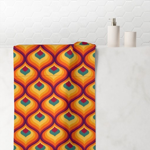 Retro 70's Bathroom Set, Shower Curtains & Towels, Vintage Bathroom Decor - Image 3