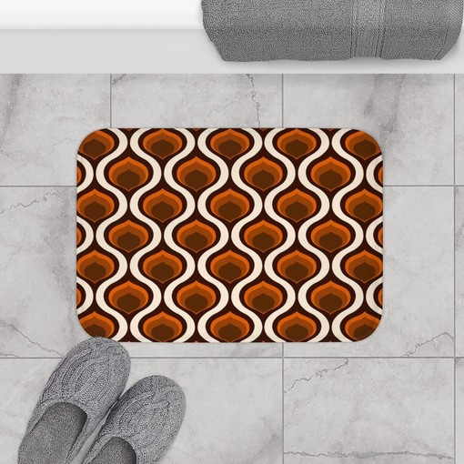 Retro 70s Bathroom Set, Shower Curtains & Towels, Waffle Weave Spa Wrap - Image 3