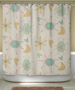 Retro Atomic Decor Shower Curtain for Modern Bathroom