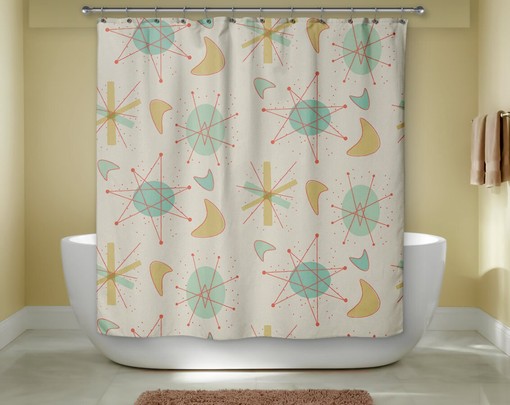 Retro Atomic Decor Shower Curtain for Modern Bathroom