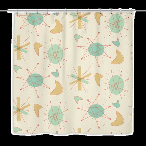 Retro Atomic Decor Shower Curtain for Modern Bathroom - Image 2