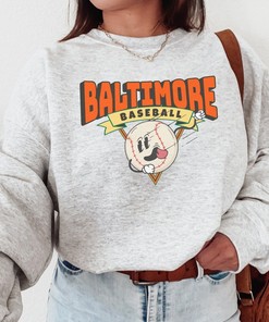 Retro Baltimore Baseball Sweatshirt, Vintage Style Cartoon Fan Gift