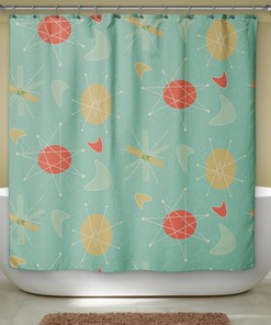 Retro Bath Decor: Atomic Mid Century Modern Shower Curtain