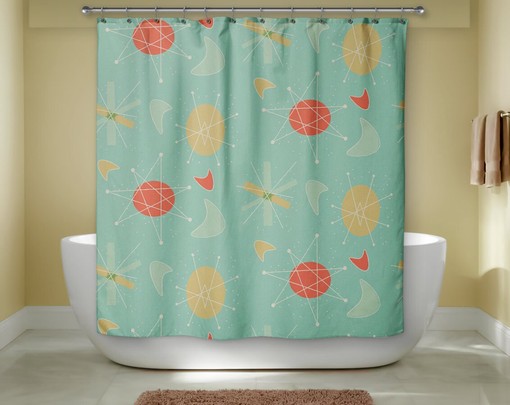 Retro Bath Decor: Atomic Mid Century Modern Shower Curtain