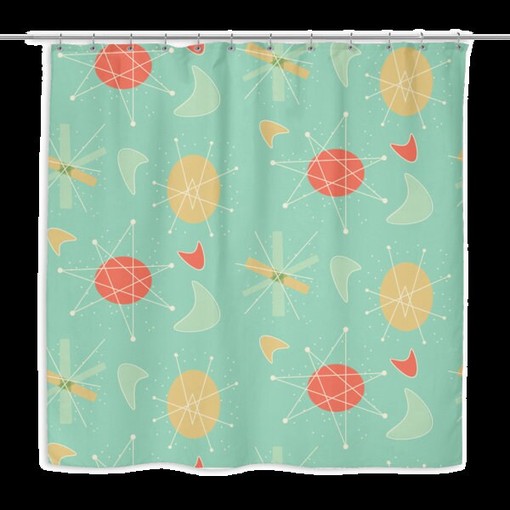 Retro Bath Decor: Atomic Mid Century Modern Shower Curtain - Image 2