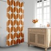 Retro Bath Decor Orange and Beige Minimalist Abstract Geometric Shower Curtain for the 1970s
