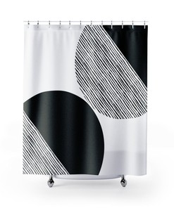 Retro Black and White Design Shower Curtain: Mid Century Modern Upgrade