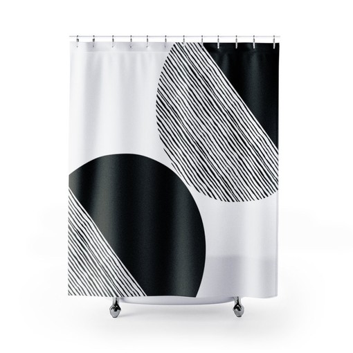 Retro Black and White Design Shower Curtain: Mid Century Modern Upgrade