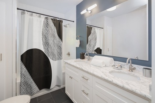 Retro Black and White Design Shower Curtain: Mid Century Modern Upgrade - Image 2