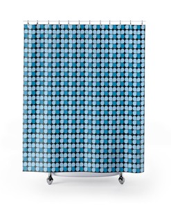 Retro Blue and Black Mid Century Modern Shower Curtain: MCM Bathroom Upgrade