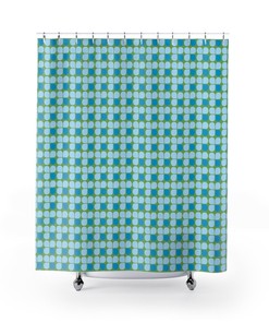 Retro Blue and Green Mid Century Modern Shower Curtain: Vintage Design for Your Bathroom Decor