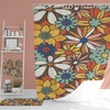 Retro Boho Flowers Bathroom Set, Waffle Weave Curtain, Soft Towels, and Mat for Vintage Charm