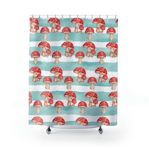 Retro Boho Mushroom Shower Curtain | Gothic Forest Theme | At Home Shower Curtains - Image 2