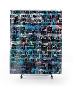 Retro Boombox Graffiti Shower Curtain: Perfect for Your 80s Hip Hop Vibes
