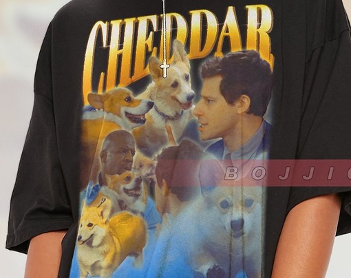 Retro Cheddar Brooklyn 99 Pembroke Welsh Corgi TShirt for Captain Holt and Jake Peralta Fans - Image 2