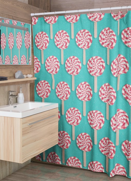 Retro Christmas Candy Cane Shower Curtain, Festive Holiday Bathroom Decor - Image 2