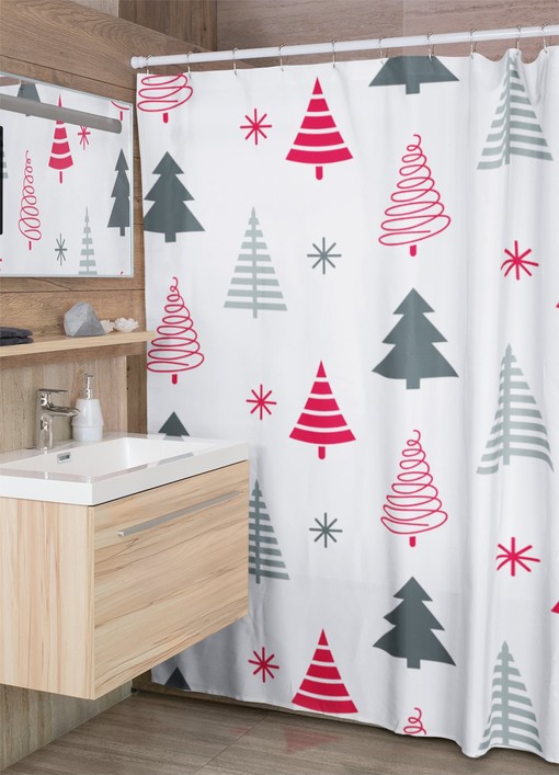 Retro Christmas Shower Curtain Set - Tub Curtain, Home Gift Idea for Festive Bathroom Decor