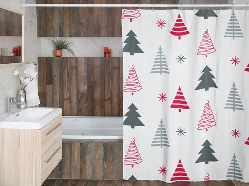 Retro Christmas Shower Curtain Set - Tub Curtain, Home Gift Idea for Festive Bathroom Decor - Image 4