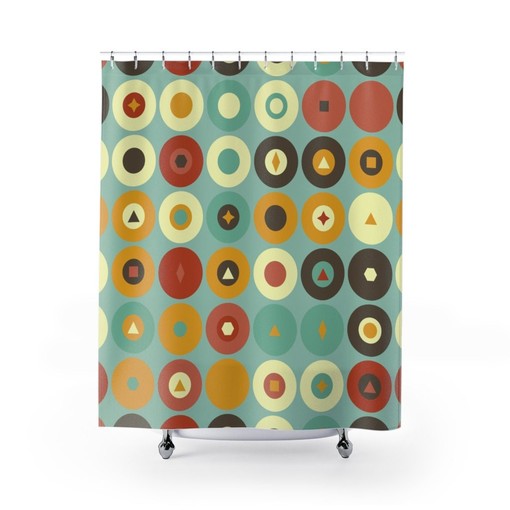 Retro Circle Shower Curtain, Groovy 70s Tub Accessory - Image 2
