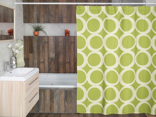 Retro Circles Shower Curtain, Groovy Hippie Bathroom Decor