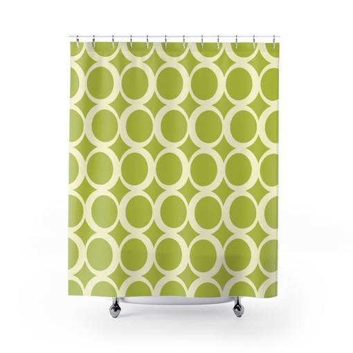 Retro Circles Shower Curtain, Groovy Hippie Bathroom Decor - Image 2