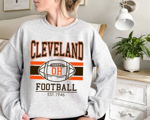 Retro Cleveland Football Shirt for NFL Fans with NCAA Shirts for Women - Image 2