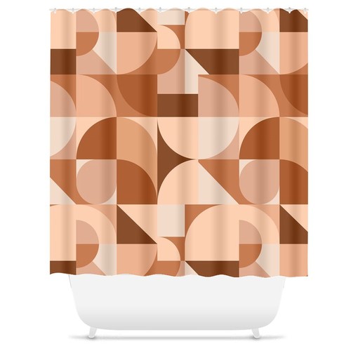 Retro Color Block Geometric Abstract Mid Century Modern Bath Curtain for Boho Bathroom - Image 3