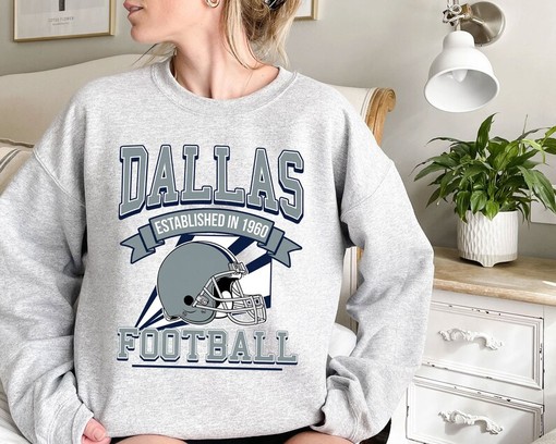 Retro Dallas Football Crewneck Sweatshirt Hoodie Shirt for NFL Fans with NCAA Shirts for Men and Women - Image 2