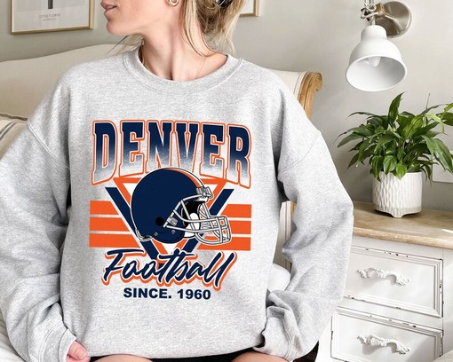 Retro Denver Football Shirt for NFL Fans with NCAA Shirts for Women and Kids - Image 2