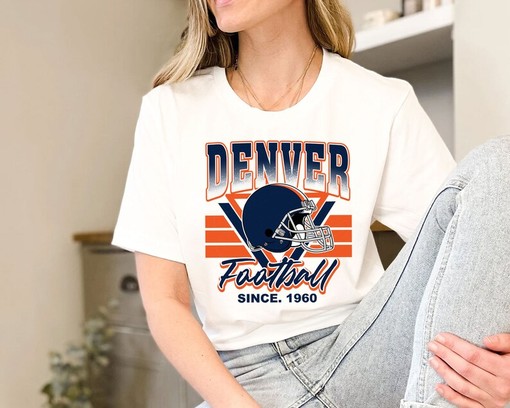 Retro Denver Football Shirt for NFL Fans with NCAA Shirts for Women and Kids - Image 3