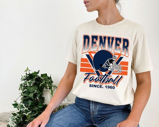 Retro Denver Football Shirt for NFL Fans with NCAA Shirts for Women and Kids - Image 4