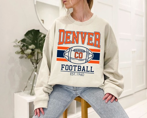 Retro Denver Football Shirt for NFL Fans with Vintage Denver Football Sweatshirt and State University Shirt