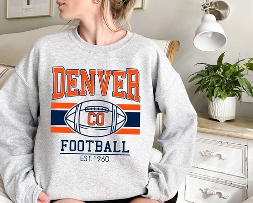 Retro Denver Football Shirt for NFL Fans with Vintage Denver Football Sweatshirt and State University Shirt - Image 2