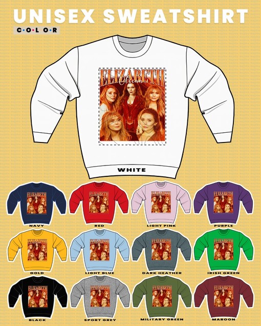 Retro ELIZABETH OLSEN Vintage Sweatshirt - Homage to Scarlet with Classic Movie Shirts - Image 3