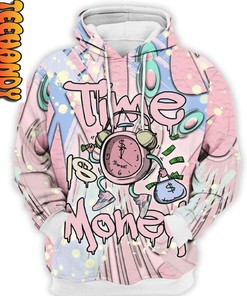 Retro Easter 3D Hoodie with Time Is Money All Over Print