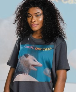 Retro Eat Trash Get Cash in a Possom Shirt - Opossums Lover Shirt Featuring Memes and Quotes for Possums