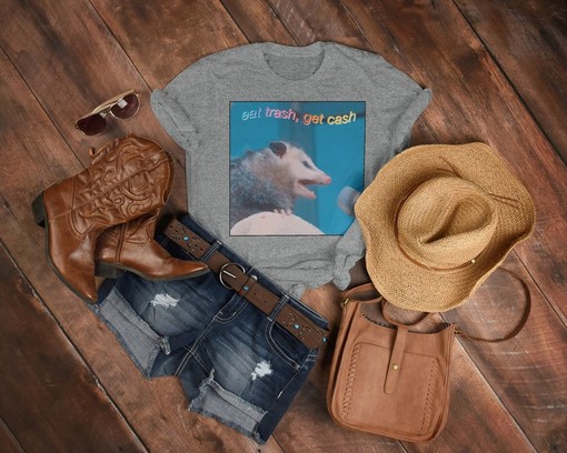Retro Eat Trash Get Cash in a Possom Shirt - Opossums Lover Shirt Featuring Memes and Quotes for Possums - Image 3